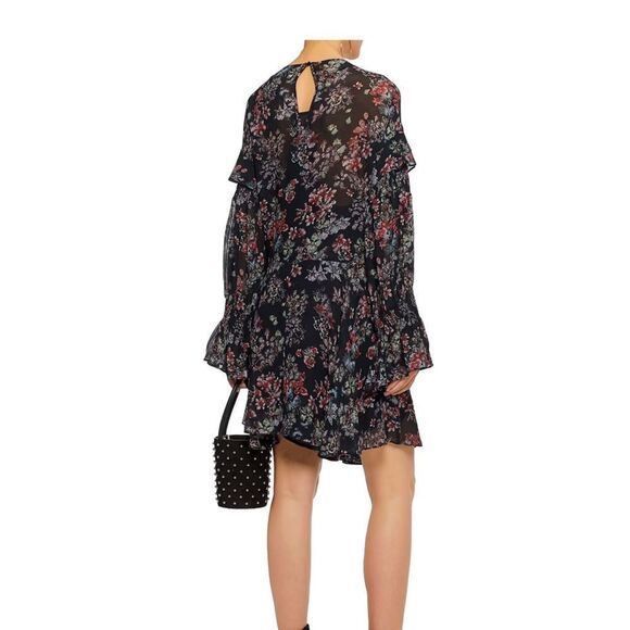 IRO Averen Black Ruffle Chiffon Dress Size 36 - Picture 2 of 15